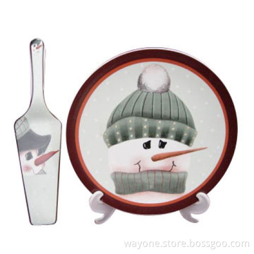 2pcs Cake Set with Christmas Design, Cake Plate and Shovel, Made of Porcelain